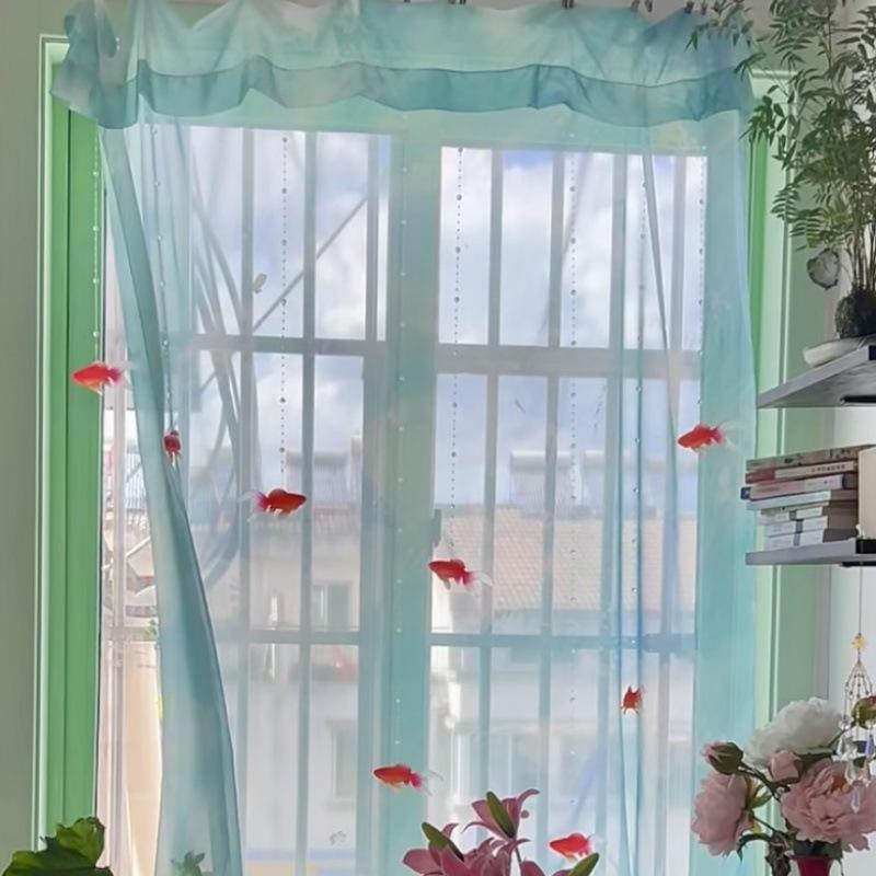 Home Decor Wall Panels - Light Blue Solid Sheer Voile Window