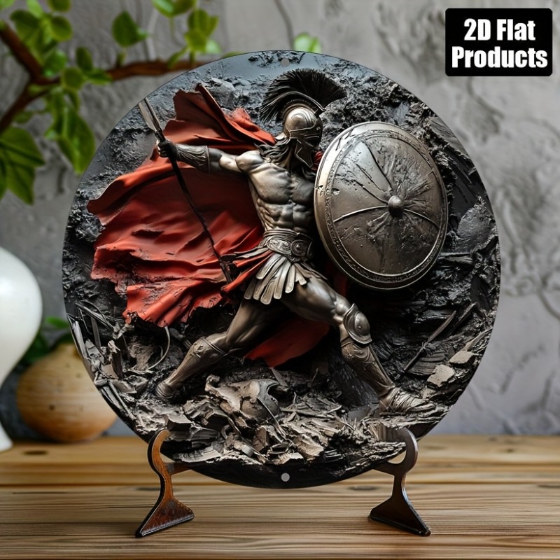 Home Decor Kolkata - Spartan Warrior Round Metal Aluminum Wall