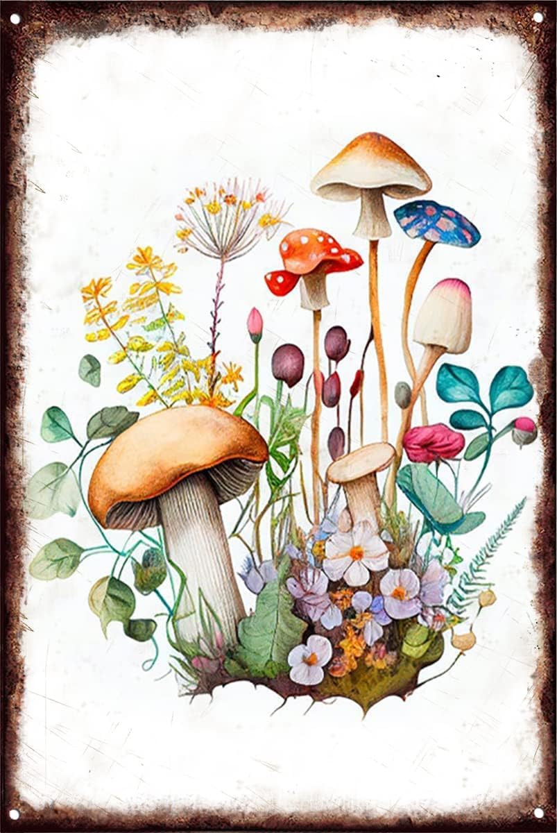 Home Decor Store - Mushrooms Vintage Metal Tin Sign Gift