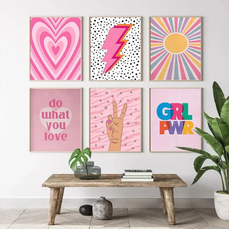 Home Decor Lovely Home - Abstract Pink Lightning Gradient Love Heart