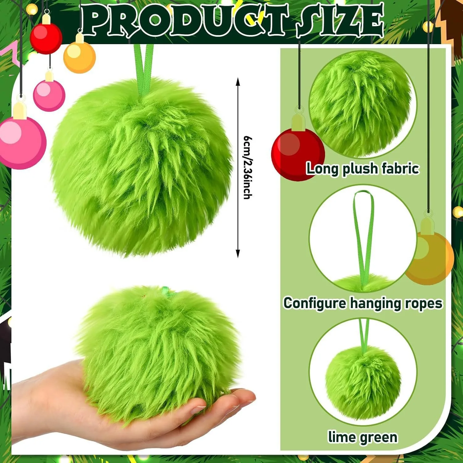 Home Decor Trends 2025 - Christmas Green Long Plush Ball Santa