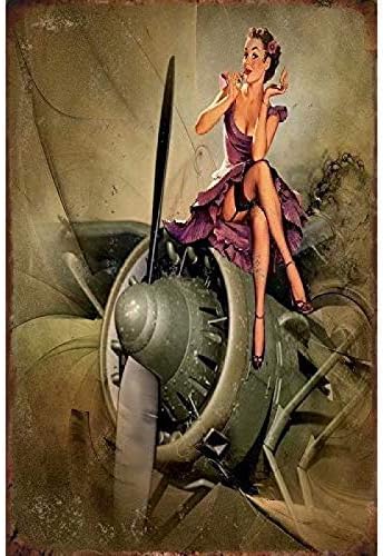 Home Decor Wall Panels - Vintage Tin Sign Military Pin Up