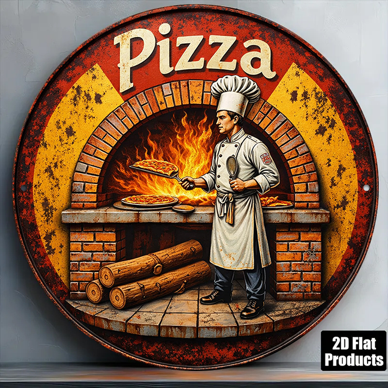 Home Decor Kolkata - 2D Retro Metal Sign, Vintage Pizza