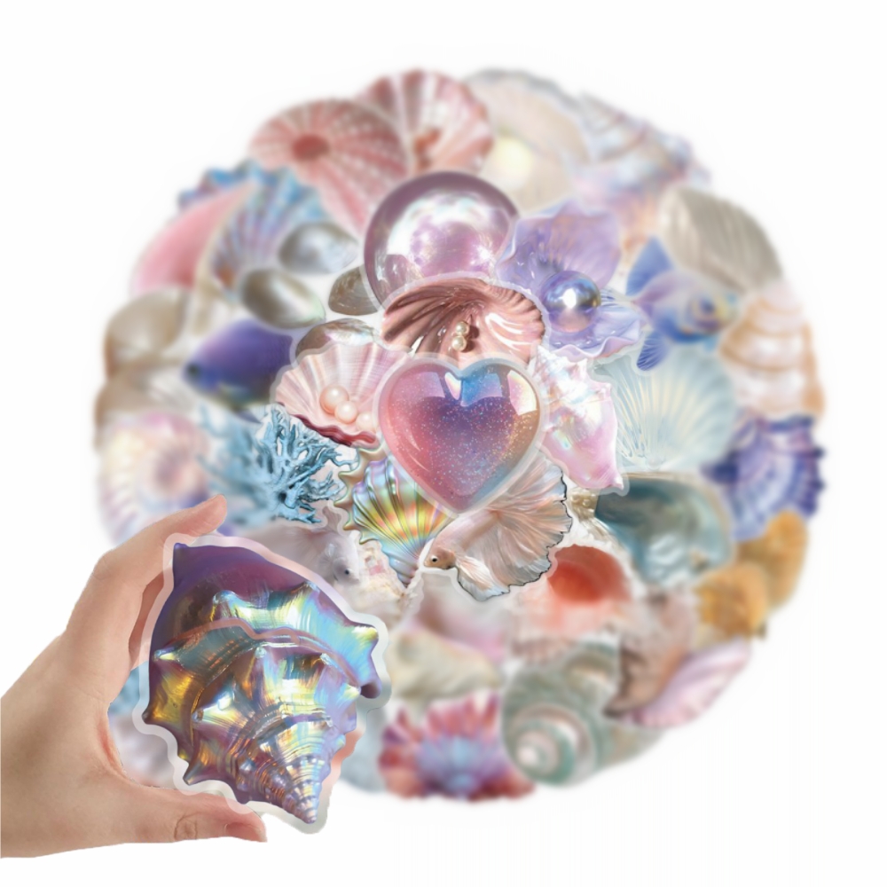 Home Decor Wall Panels - 50pcs Cartoon Shell Graffiti Stickers Conch