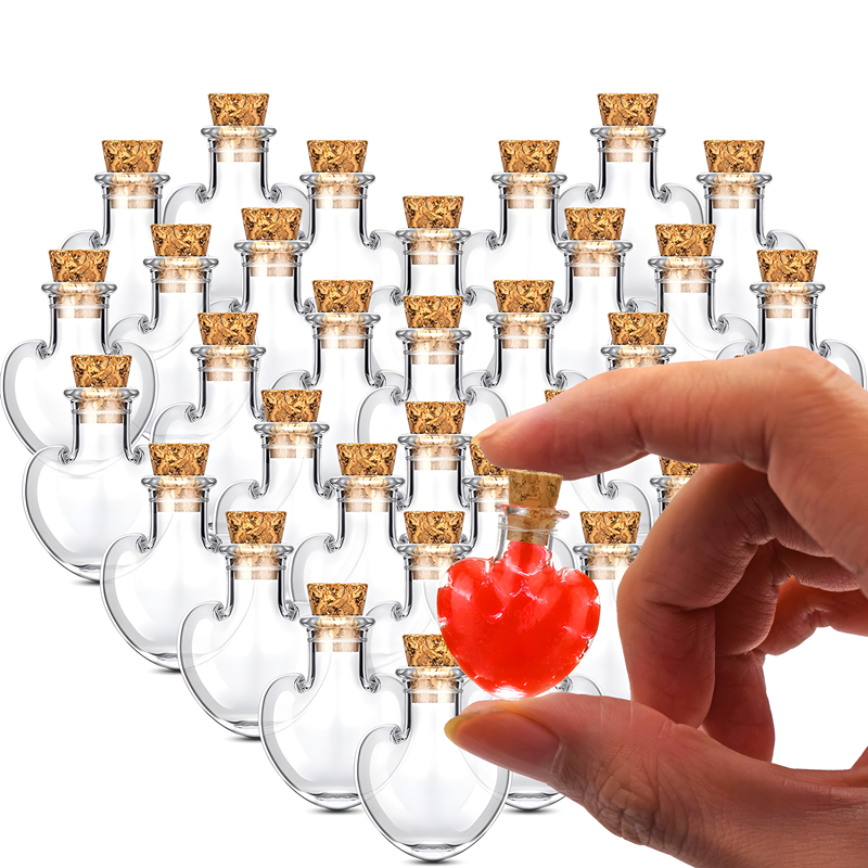 Terrarium Glass Bottle - 10pcs 22x26mm Glass Bottles Heart Shape