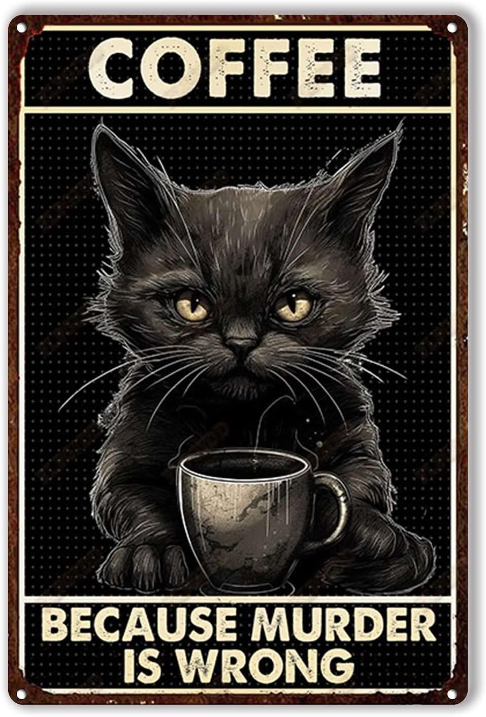 Tin Plaque Coffee cat Because  - Home Decor Store recension och pris