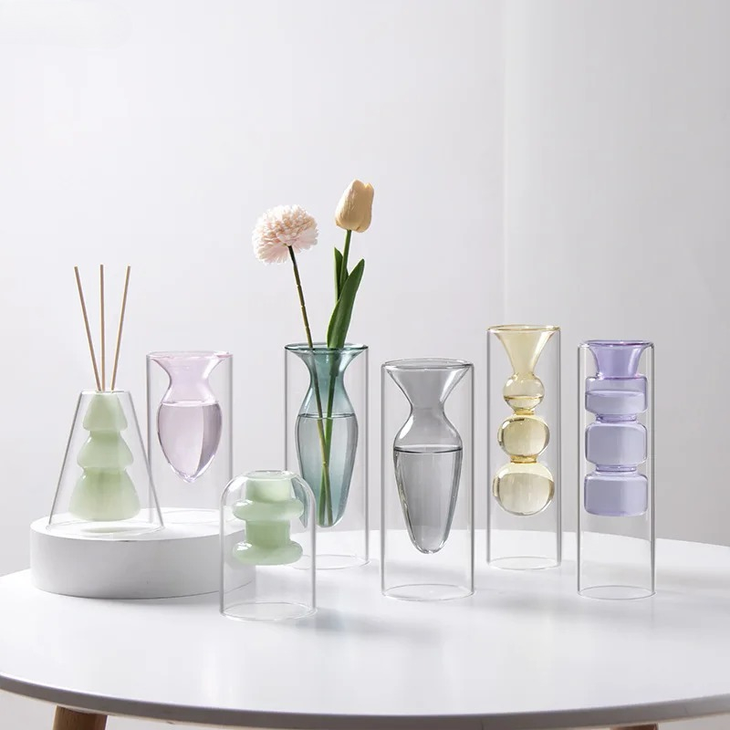 Colorful Double-layer Glass Va - Terrarium Glass Bottle recension och pris