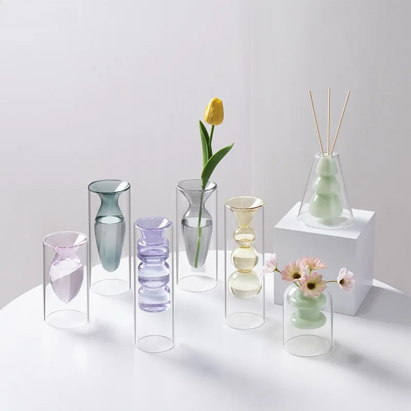 Colorful Double-layer Glass Va - Terrarium Glass Bottle recension och pris