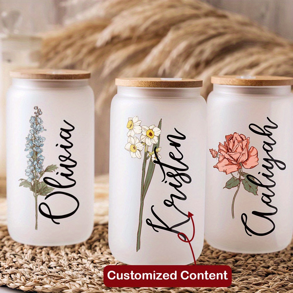 Custom Birth Flower Name Glass - Terrarium Glass Bottle recension och pris