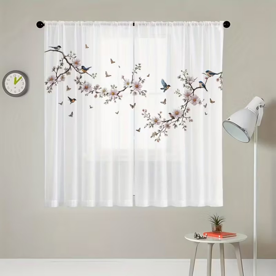 2PCS Digital Print Sheer Curta - Home Decor Wall Panels recension och pris