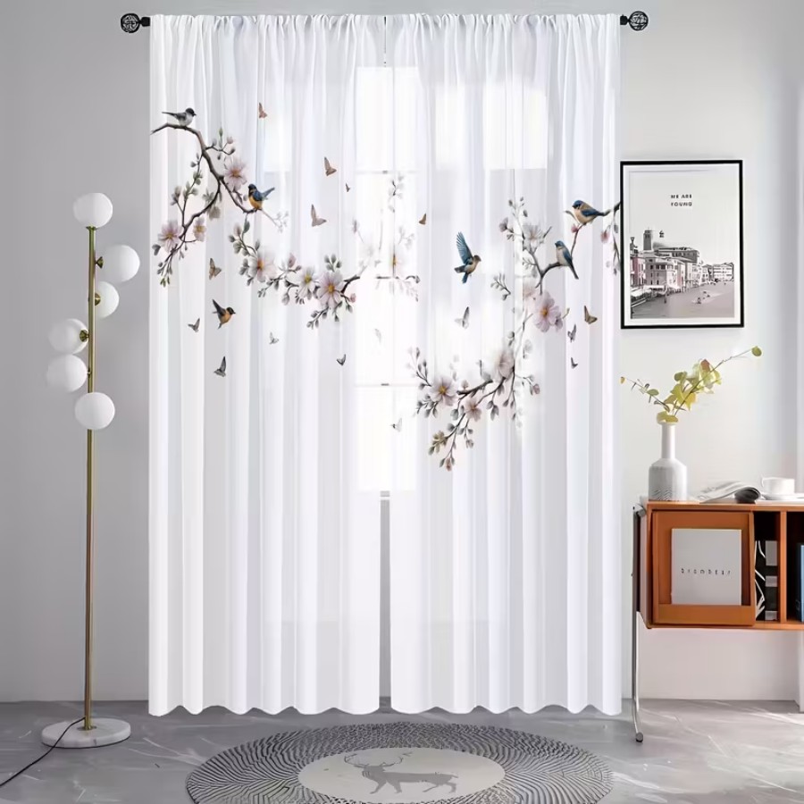 2PCS Digital Print Sheer Curta - Home Decor Wall Panels recension och pris