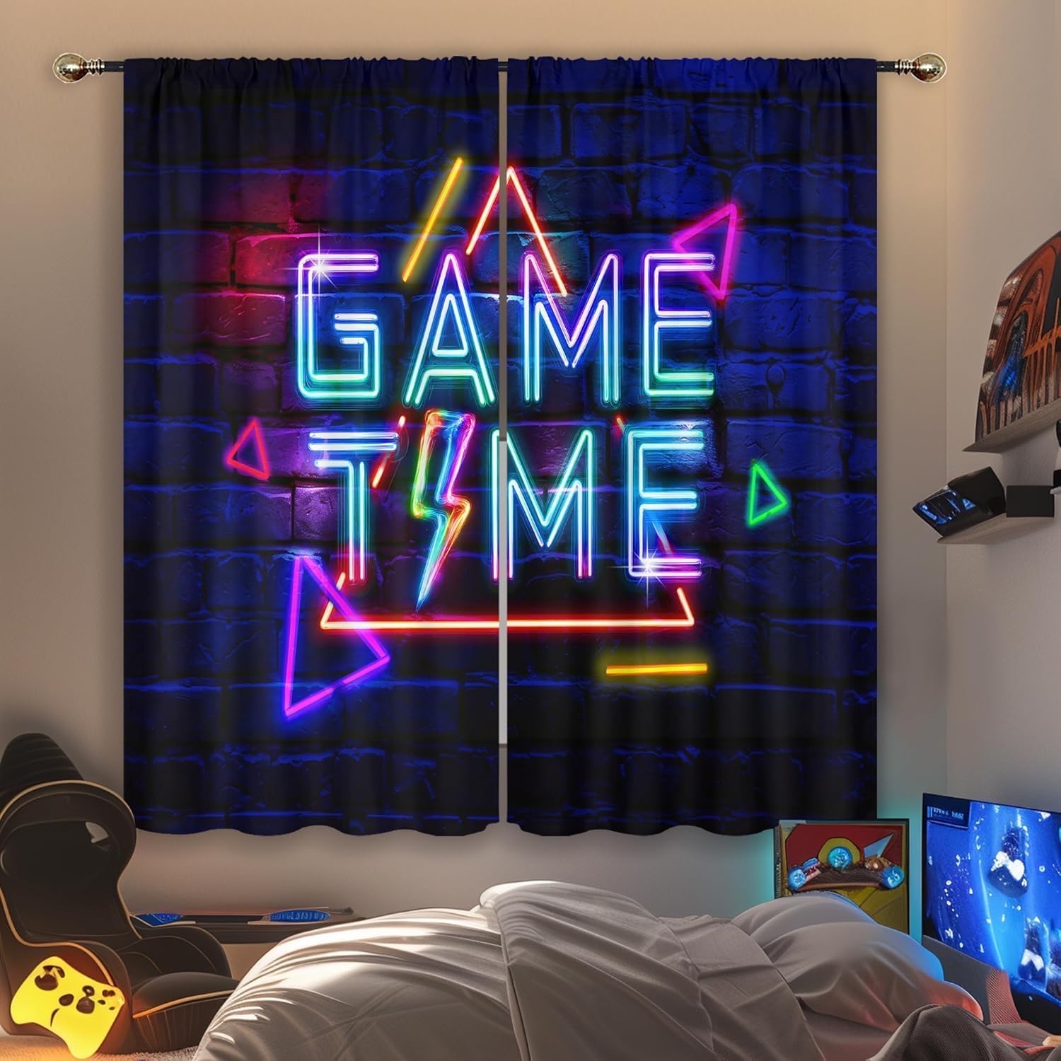 Kids Neon Gaming Curtains for  - Home Decor Youtube Videos recension och pris