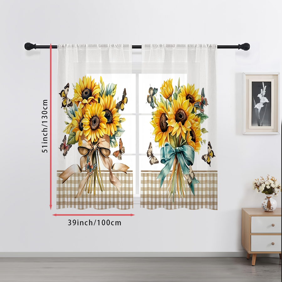 2PCS Digital Print Sheer Curta - Home Decor Wall Panels recension och pris