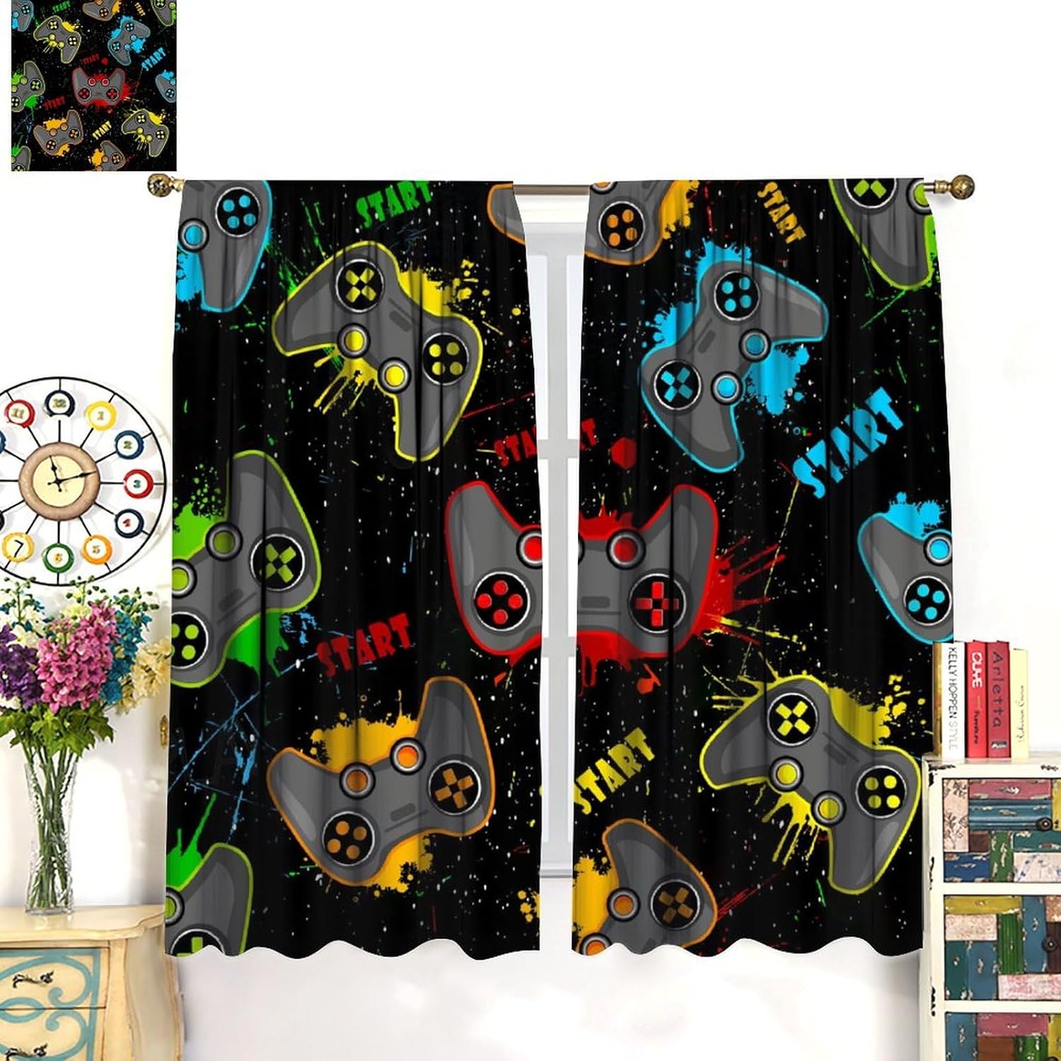 Kids Gaming Curtain for Bedroo - Home Decor Youtube Videos recension och pris