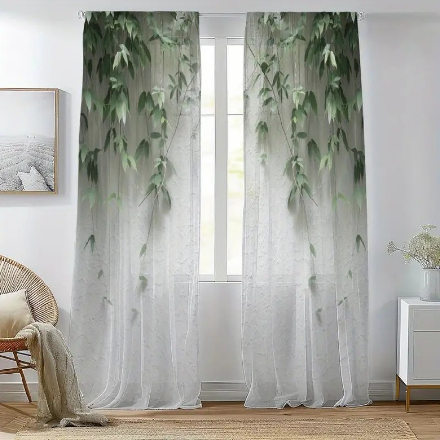 2PCS Digital Print Sheer Curta - Home Decor Wall Panels recension och pris