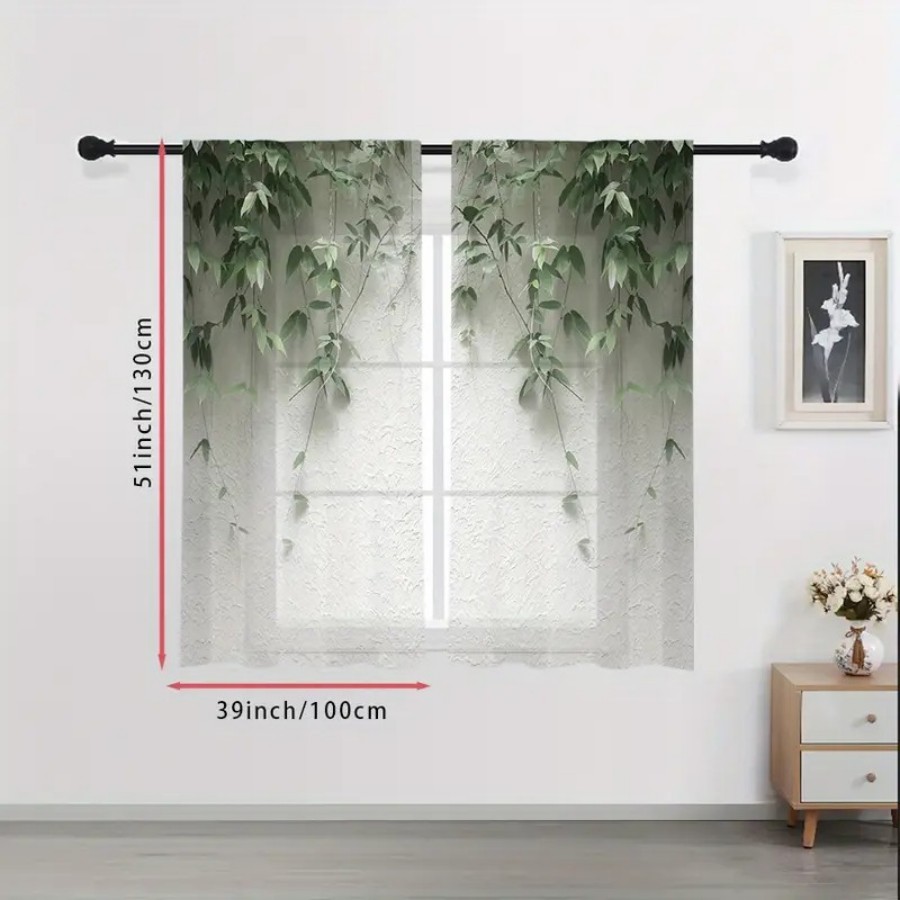 2PCS Digital Print Sheer Curta - Home Decor Wall Panels recension och pris