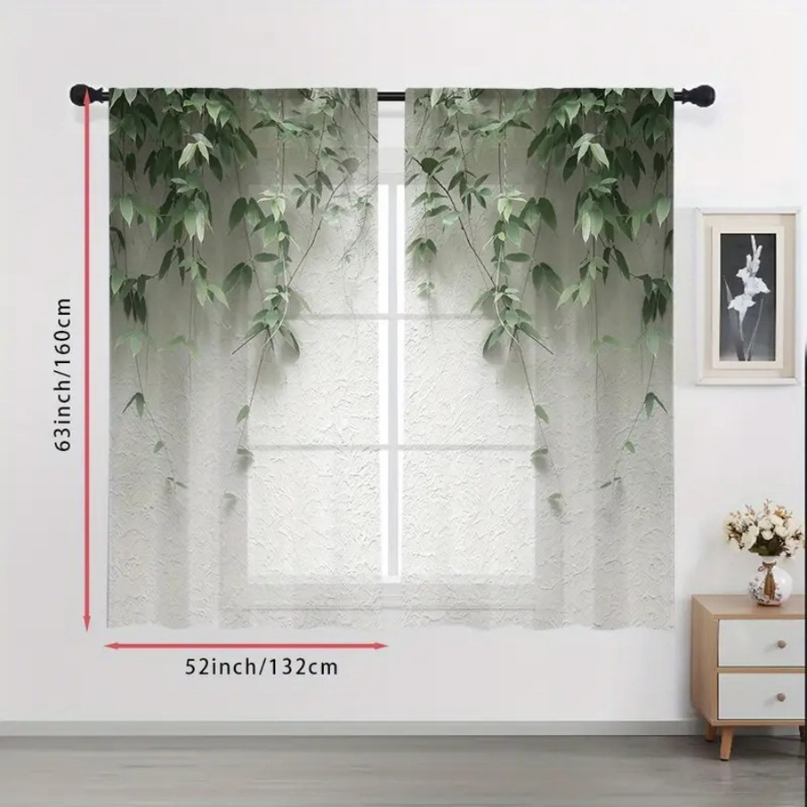 2PCS Digital Print Sheer Curta - Home Decor Wall Panels recension och pris