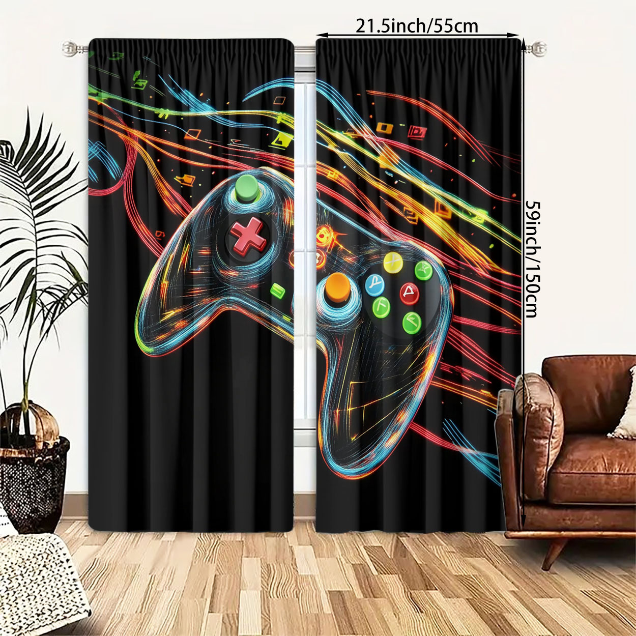Neon Gaming Controller Curtain - Home Decor Youtube Videos recension och pris